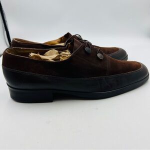 Selby Brown Leather and Suede Chunk Heel Loafers Sz 10 Dark Academia Y2K